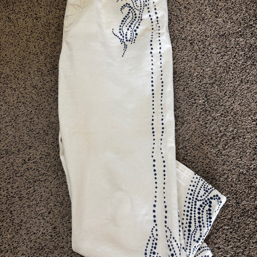 Anthropologie Pilcro Embroidered White Jeans 29